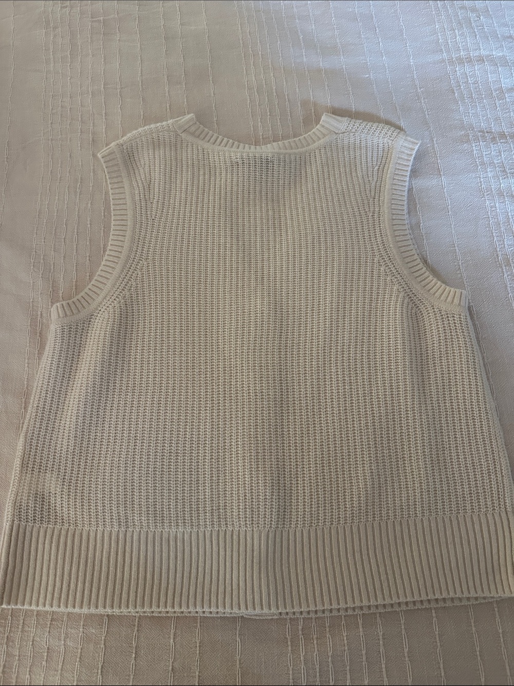 Quince Cream Ribbed Button-Front Knit Vest - Picture 4 of 4